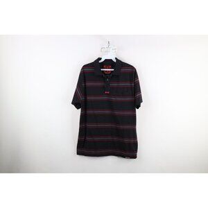 Vintage 90s Independent Skateboard Mens Medium Faded Striped Polo Shirt Black